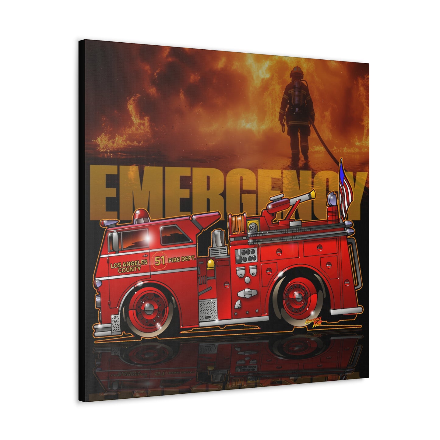 EMERGENCY ENGINE 51 MASTERPRINT Fire Engine Concept Art Canvas Print 3 Sizes