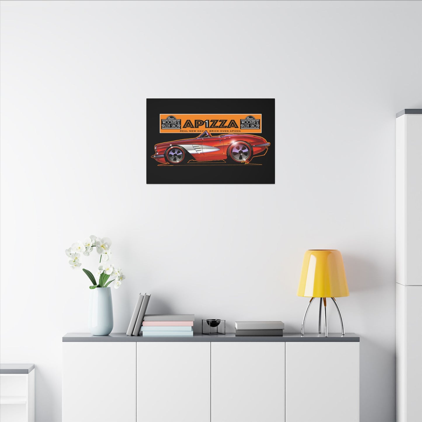CORVETTE 1958 APIZZA 1 Fireball Art Canvas Print