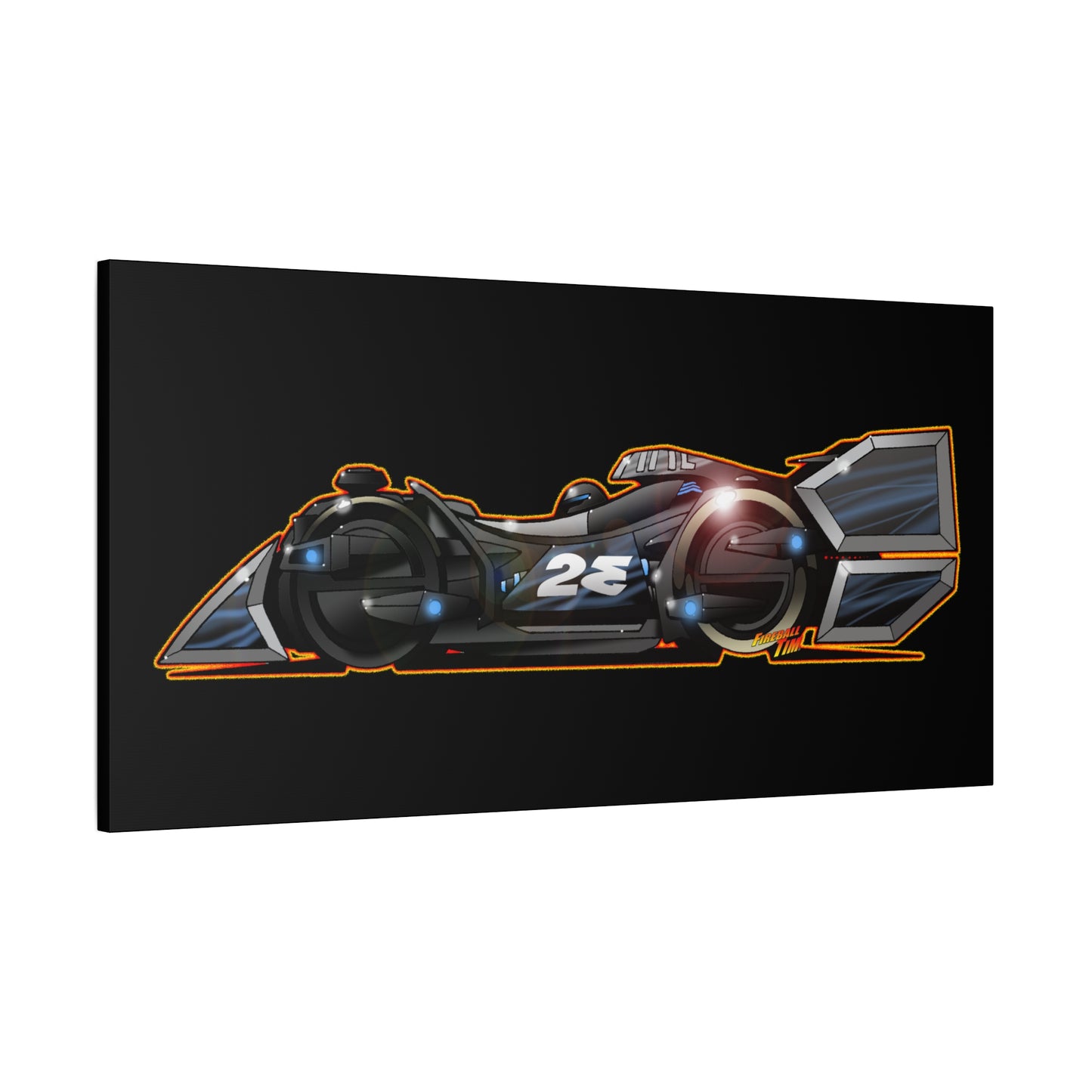 SPEED RACER GRAY GHOST Race Car Fireball Art Canvas Print
