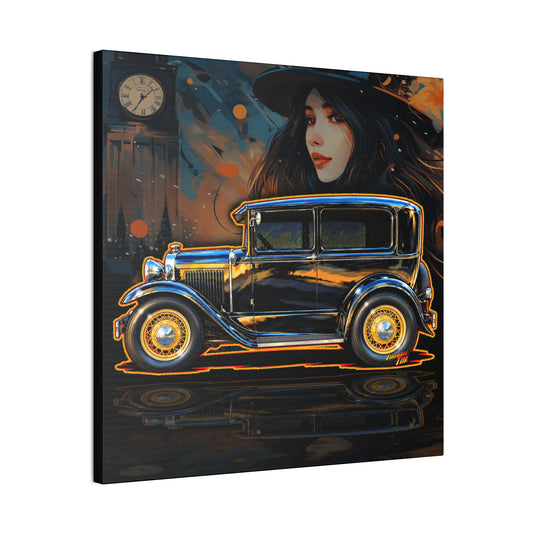 FORD MODEL A 1930 Vintage Collectible Fireball Art Canvas Stretched Print