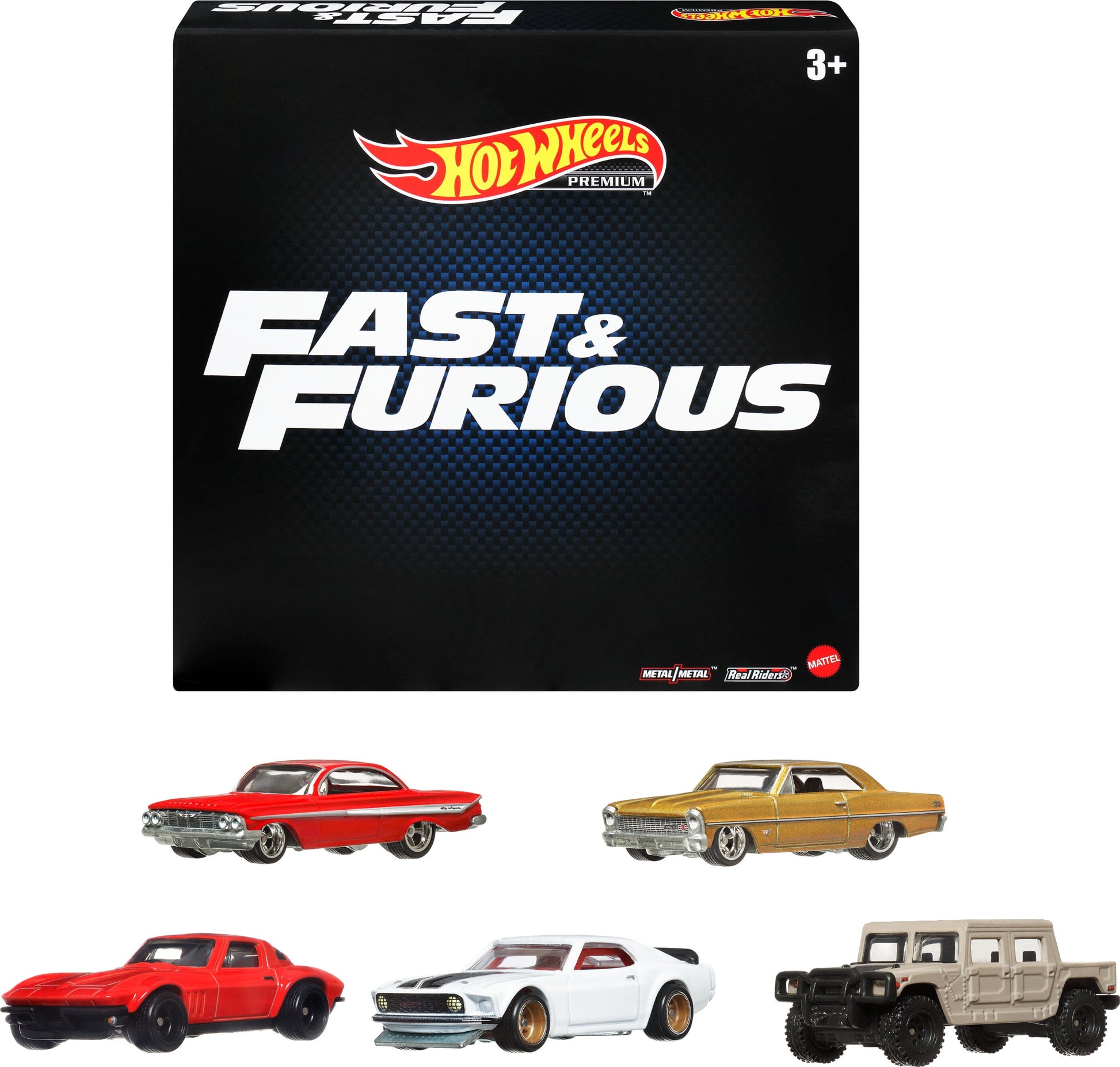 Cars, Premium Fast & Furious 1:64 Scale 5-Pack Die-Cast Toy Cars for Collectors